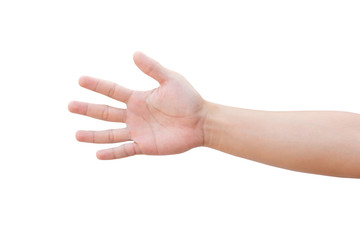 Man hand showing five count isolated on white background with clipping path