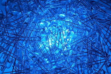 Etwa 200 neue Leuchtdioden liegen auf einem Haufen übereinander.