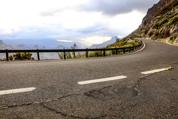 Summer road background in mountains and free space for your decoration. Gran Canaria island 