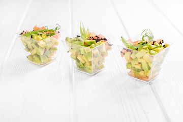 Vegetarian meals with avocado and tomato. Concept for food, diet, healthy food, restaurant and catering.