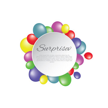 White paper banner, colored balloons .vector file.