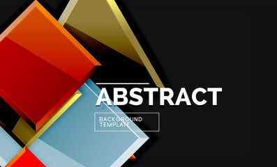 Obraz premium Glossy mosaic style geometric shapes - squares and triangles on black