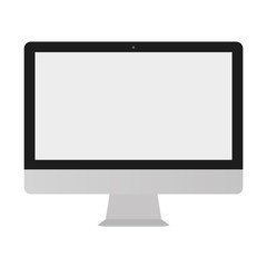 Gray pc, Desktop computer with  blank screen, vector icon. Desctop pc computer, flat style sign. Pc Computer front view display