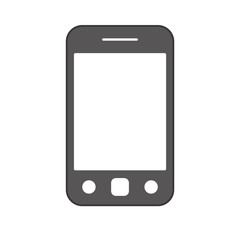 Grey mobile phone smartphone  with white blank screen. Mobile phone icon.