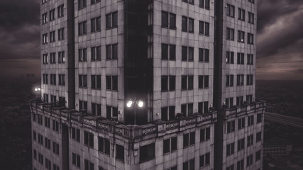 Obraz premium Spooky Saidah tower with dark cloud background