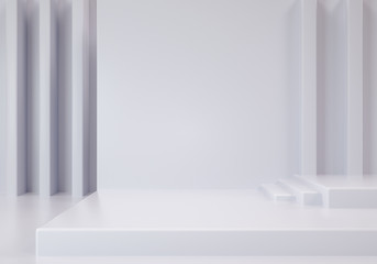 Fototapeta premium 3d render illustration in modern geometric style. white colors background for banners or product . Abstract composition. - illustration