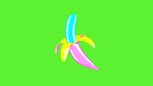 Minimal motion gif art. 3d colorful bananas dynamic vibes