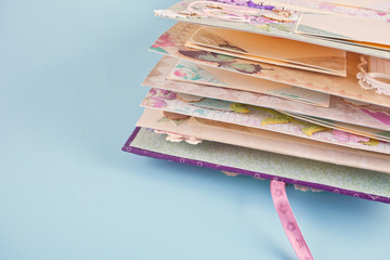 Scrapbooking album in chebbi style. Copy space.