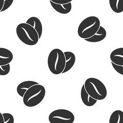 Grijze koffiebonen pictogram geïsoleerd naadloos patroon op witte achtergrond. vectorillustratie