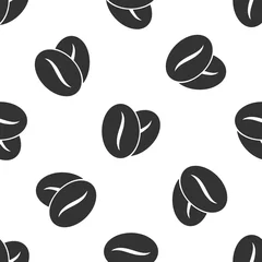 Zelfklevend Fotobehang Koffie Grijze koffiebonen pictogram geïsoleerd naadloos patroon op witte achtergrond. vectorillustratie