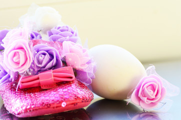 Eggs in roses  ,Easter background, photo
