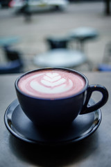 Pink Latte with Latte Art