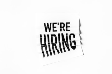 We are hiring text on paper folding poster with white background