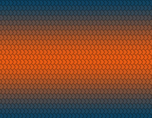 Blue and orange gradient snake skin horizontal pattern, short sharp scale