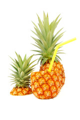 Pineapple juice is the result on white background.With Clipping Path.