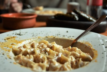turkish traditional food made with dough and meat