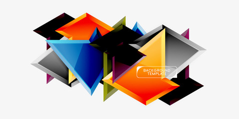 Bright colorful triangular poly 3d composition,abstract geometric background, minimal design, polygonal futuristic poster