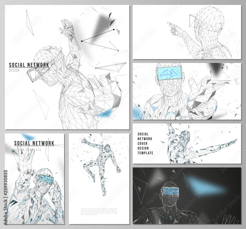 Poster the minimalistic abstract vector illustration of the editable layouts of modern social network mocku