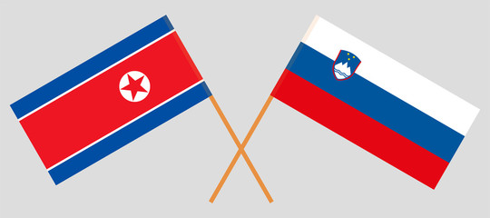 Slovenia and North Korea. The Slovenian and Korean flags. Official colors. Correct proportion. Vector