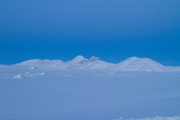Fototapeta na wymiar paisaje nevado al atardecer