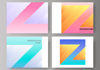 The minimalistic abstract vector illustration of the editable layout of the presentation slides design business templates. Creative modern cover concept, colorful background.