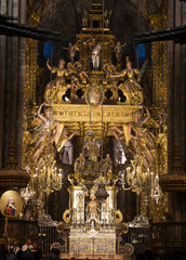 interior of cathedral of Santiago de Compostela,The final destination for pilgrims walking along the world famous camino de santiago