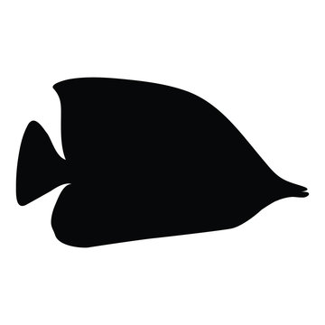 A black and white vector silhouette of a fish
