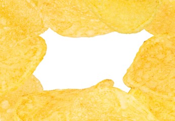 Naklejka premium frame with a potato chips on white background