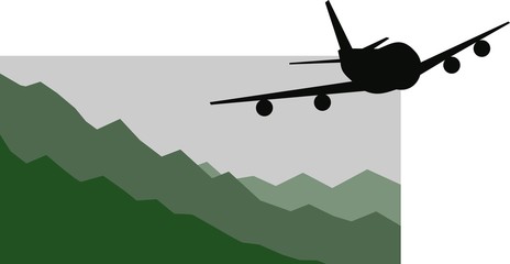 Airplane Flying over Mountains