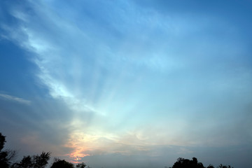 Naklejka na ściany i meble beauty sunset sky with cloud and sunlight effect