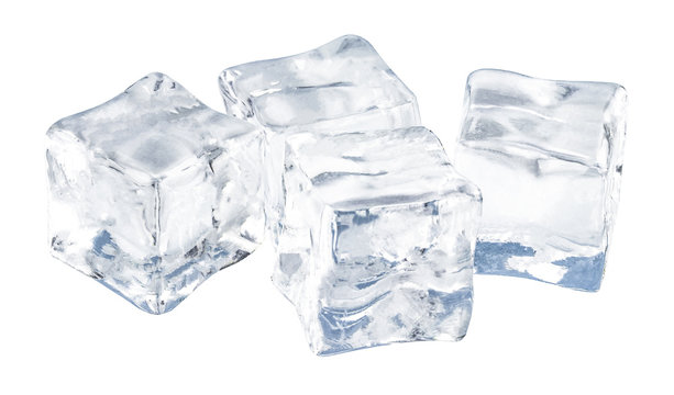 ice cubes on white background. Clipping pats