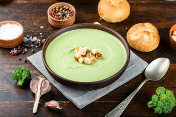 broccoli cream soup on the table
