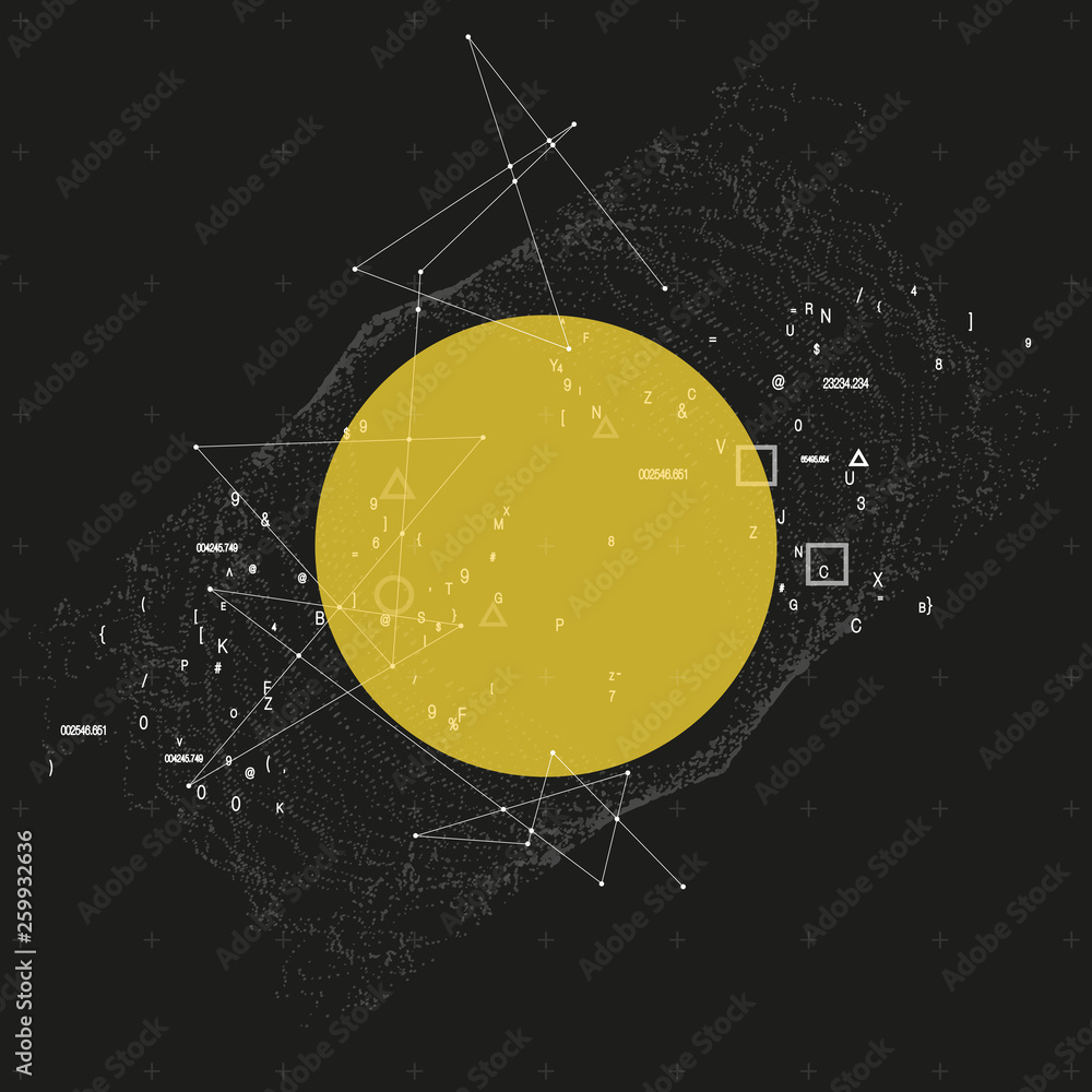 Poster trendy modern science or technology 3d background with dynamic particles. cyberspace grid. futuristi