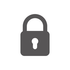 Lock or padlock, security icon, vector. Grey padlock sign isolated on white.