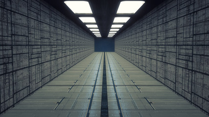 3d render. Futuristic interior concept architecture