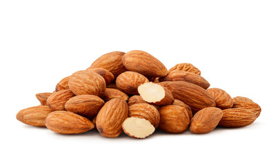 almond isolated on white background, clipping path, full depth of field