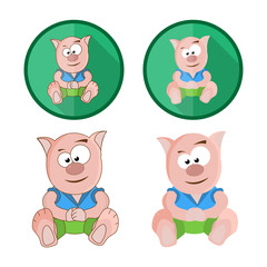 Set of icons with a toy animal. Full color  illustration.