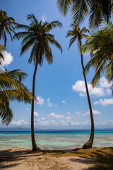 View to San Blas island in Panama. The San Blas islands of Panama is an archipelago comprising 365 islands and cays of which49 are inhabited