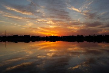 Fototapeta na wymiar Sunset Lake Reflection