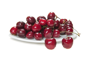 sweet cherries on white background
