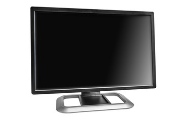 Wide LCD computer monitor isolated on white