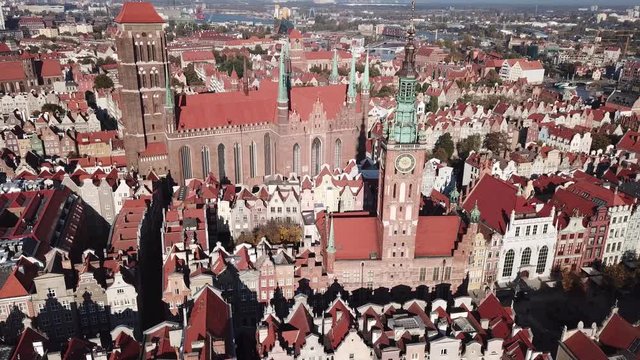 Aerial view Saint Mary Cathedral in Gdansk Poland