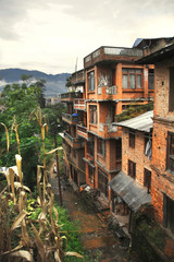 Street in ancient Newa city Bhaktapur. Kathmandu valey, Nepal.