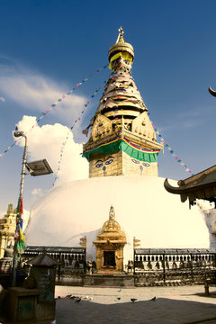 Buddhist stupa in Kathmandu valley, Nepal. Swayambhunath (Monkey Temple)