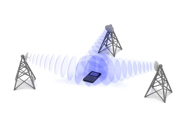 Cellular mobile equipments location, conceptual abstract 3d illustration