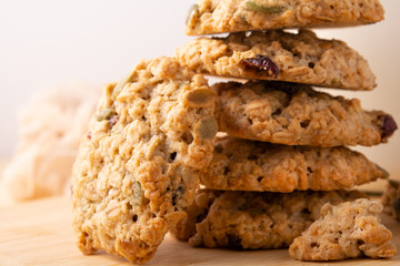 oatmeal cookies on a wooden table