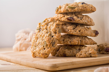 oatmeal cookies on a wooden table