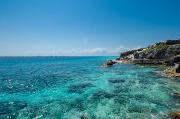 Scenic view of Caribbean Ocean at Punta Sur, Isla Mujeres