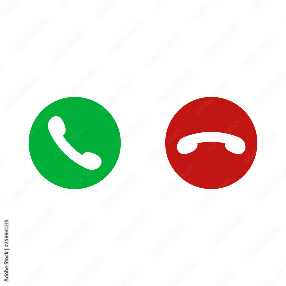 Poster vector gren and red phone buttons isolated on white background. for design telefon website or mobile