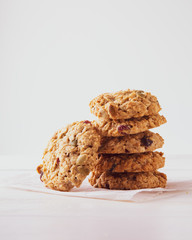 oatmeal cookies on white background